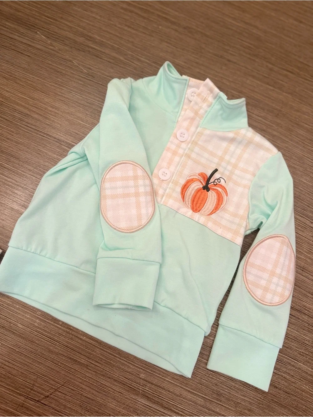 Boutique brand Mint & Cream Pumpkin Plaid Kids Set